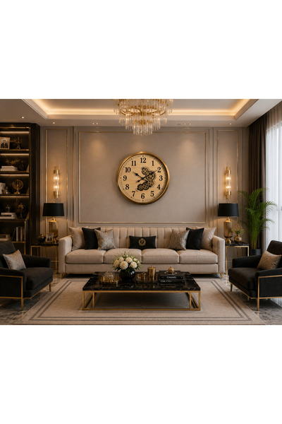ZENTİME Prestij Gold 70 x 70 cm Çarklı Duvar Saati