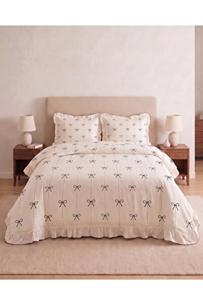 DB DANLA BALDİ Home Collection طقم غطاء لحاف مزدوج من قطن 100%، بحواف مكشكشة ...