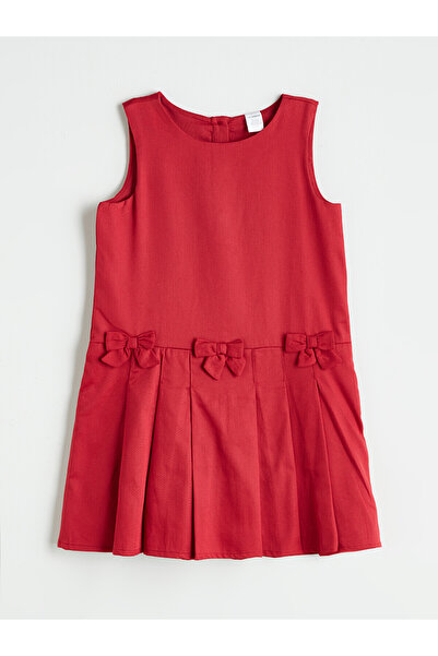 LC Waikiki Alita City Lcw Kids Red Plain Girls' Dress with a Difference