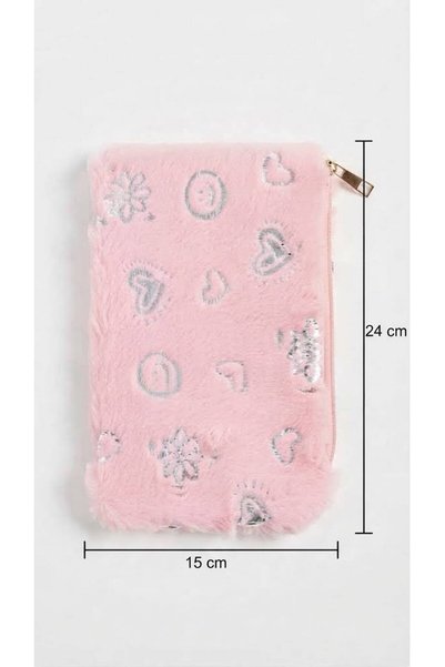 viberia Plush Furry Pen Holder and Makeup Bag Multi-Purpose Organizer Bag with Zipper