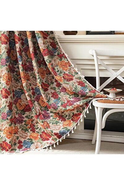 GENERAL ستائر بوهو جاكار من ENJOYBRIDAL بطول 63 بوصة، لوحتين، ستائر زرقاء بنق...
