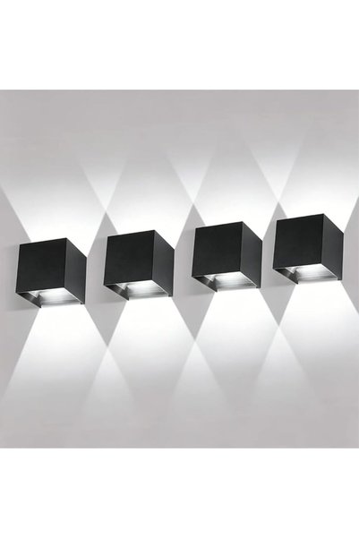 GENERAL ABUDA 4 قطع من مصابيح الحائط LED، 12 واط، 6000 كلفن، ضوء أبيض، أسود غ...