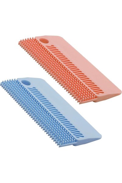 TERRIFI 2-Pack Deluxe Reusable Silicone Pet Hair Remover, 2-in-1 Shedding Gro...