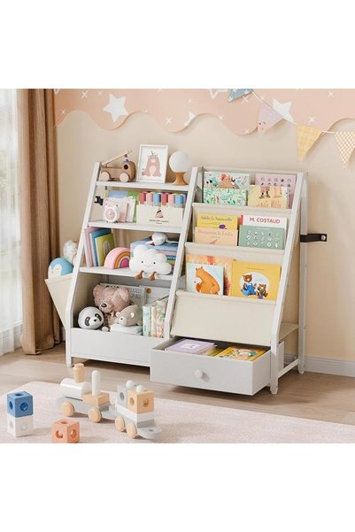 UANDME Kids Bookshelf and Toy Organizer, 3 Tier Bookcase Book Shelf with Toy ...