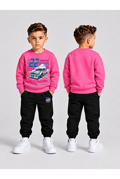 LORVEX Boys' Crew Neck Sweatshirt Tracksuit Set 2-Piece Printed Top and Botto...