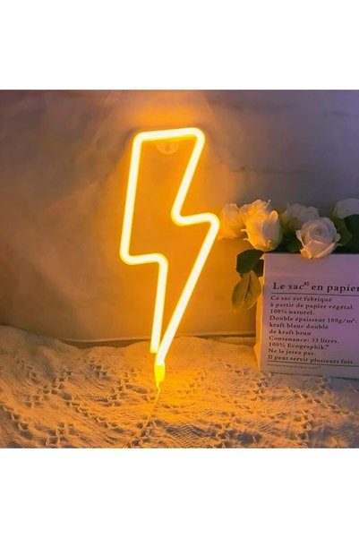 SCIENISH ضوء زخرفي نيون على شكل شعاع البرق بتقنية LED، أزرق (أصفر)