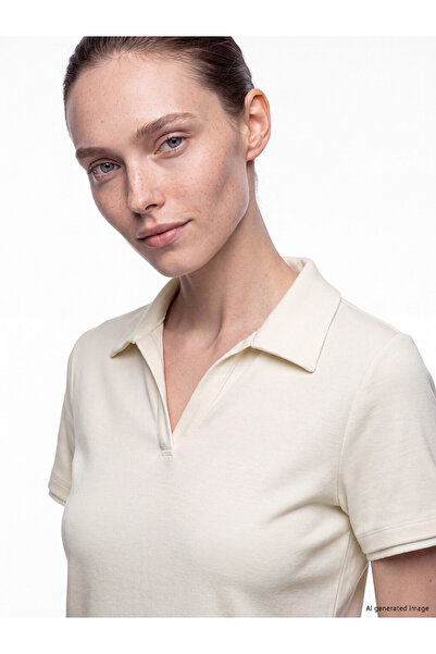 LC Waikiki Vizyon New Season Beige Polo Neck Soft Touch Women's T-Shirt