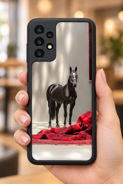 BGAKSESUAR Samsung Galaxy A13 / A23 Compatible Black Horse Pattern Shockproof...