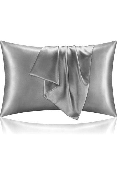 BEDELITE Satin Pillowcase with Zipper 2 Pack, White Pillow Cases Standard Siz...