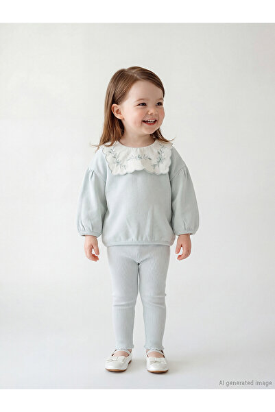 LC Waikiki Alita City Farkıyla Lcw Baby Gray Oval Collar Baby Girl Sweatshirt...