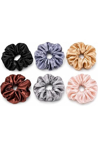 Generic MAMLAKA 6pcs Satin Silk Hair Scrunchies | Soft Elastic Hair Ties & Ha...