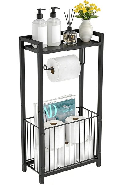 Solerconm Solarconm Freestanding Toilet Paper Holder with Storage Shelf, Slim...