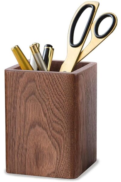 Generic Wooden Pen Holder, Square Pen Holder, Desk Organiser, Black Walnut Wo...