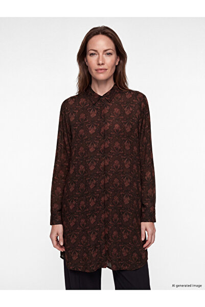 LC Waikiki Vizyon New Season Burgundy Patterned Women's Shirt Tunic