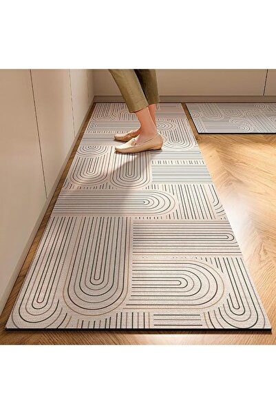 Yelajoy 2-Piece Diatom Mud Kitchen Mat Set, Abstract Kitchen Runner Rugs, Non...