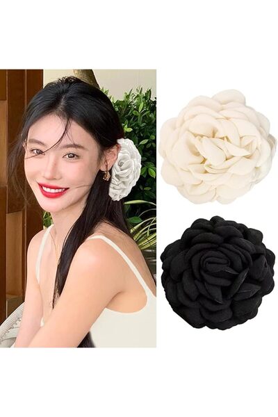 TERRIFI 2 Pack Rose Hair Claw Clips for Women, Large Flower Hair Clips for Th...