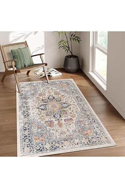 Yelajoy Washable Vintage Traditional Area Rug, Non-Slip Crystal Velvet Dot Pl...