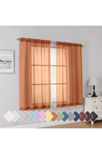 GENERAL Simplebrand Red Sheer Panles 72 Inches Long 2 Panels for Living Room,...