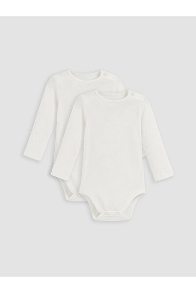 LC Waikiki Nevavm Farkıyla Lcw Baby White 2-Piece Baby Girl Snap-On Bodysuit