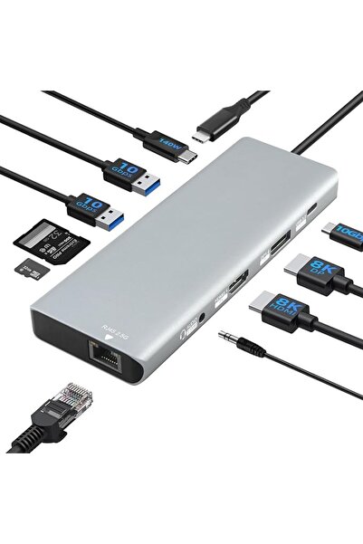 GENERAL محطة إرساء USB 4.0 متعددة الوظائف 10 في 1، محطة إرساء USB C بدقة 8K م...