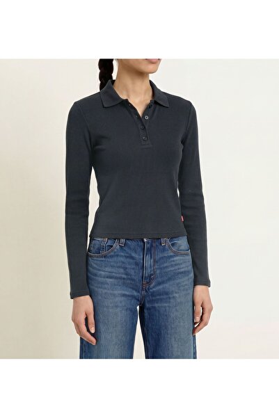 Levi's POLO RORY LS ANTANTHRACITE NIGHT RIB / UZUN KOLLU RIBANA ÖRME POLO YAKA