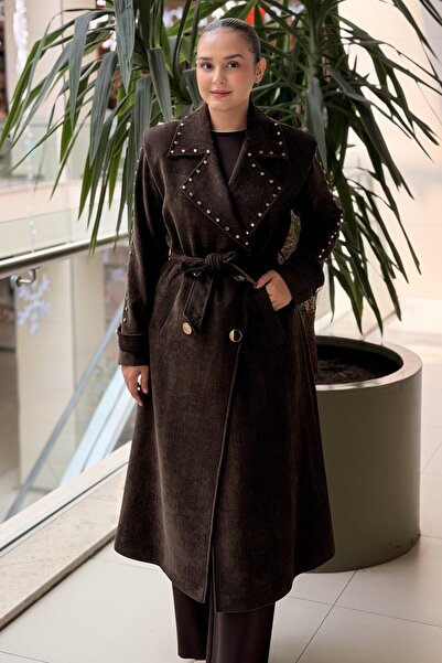 Matex Double-Breasted Collar Trok Detailed Trench Coat