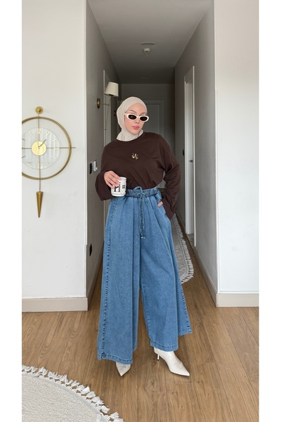 NİLNUR MODA Yeni Sezon Kadın Kot Yüksek Bel Etek Pantolon