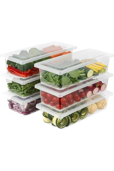 GENERAL ZADKIELFridge Storage Boxes Fridge Organizer With Removable Drain Pla...