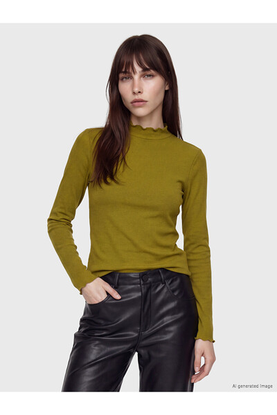 LC Waikiki Esvab • Modern & Distinctive Stand Collar Women's Ribbed Bodysuit