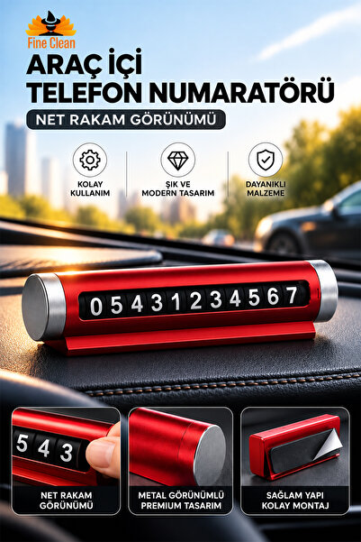 Fine Clean Red Metal Look Car Phone Number Plate, Dial-Up Parking Number Plat...
