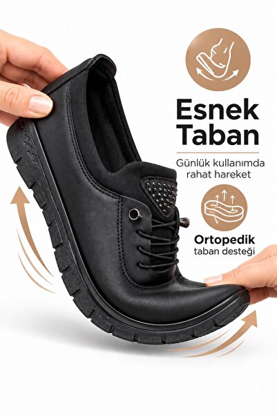 SOLERIUM SHOES Ortopedik Taban Destekli Topuk Dikenine Uygun Günlük Babet Anne Ayakkabı