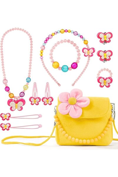 Yelajoy Girls Jewelry Set, Cotton Handbag Hair Clips Set, Pretend Play Jewelr...