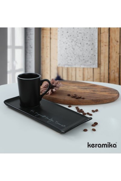 Keramika SET CAFE ATISTIRMALIK/ZEN 2 PARCA MAT SIYAH 956 EN KIYMETLI HEDIYE S...