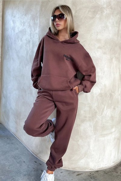 clayes Brown Fetch Series 6 Tracksuit Set - Printed Oversize Hoodie