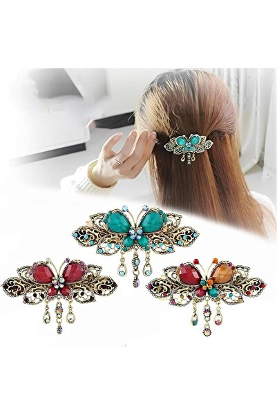 Tazweeq 3 Pcs Glitter Hair Clips, Crystal Rhinestone Hair Pins, Metal Spring ...