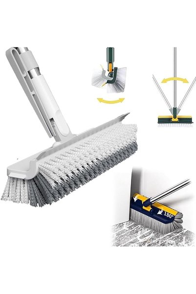 GENERAL 3 in 1 Floor Scrub Brush with Long Handle, Scrape and Heavy-Duty Stif...