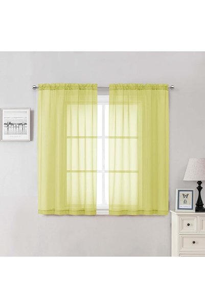 GENERAL Lecloud 36 Inch Black Curtains Sheer Tiers for Kitchen Set of 2 Piece...