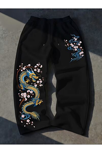 classy moda Street Fashion 3 Νήματα με Κορδόνια, Φαρδιά Μπατζάκια, Τυπωμένη Φ...