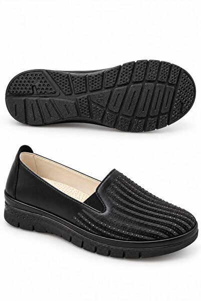 SOLERIUM SHOES Tam Ortopedik Taş Detaylı Babet Ayakkabı Anne Ayakkabı Günlük Ayakkabı Klasik Ayakkabı
