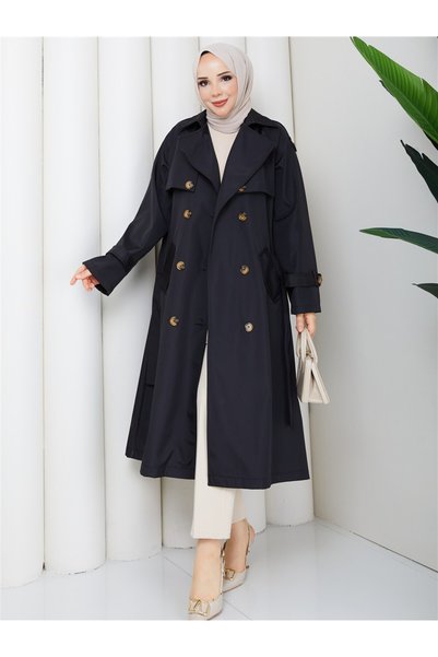 Miss Meliss Double Button Windbreaker Hijab Trench Coat