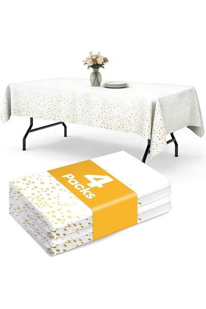 Winsoyya Disposable Table Cover 4-Pack, Rectangle Tablecloth for Dining and E...