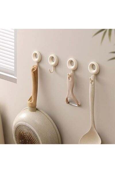 Yelajoy 4 PCS White Adhesive Hooks, Waterproof Wall Hangers, Glue On Mounts f...