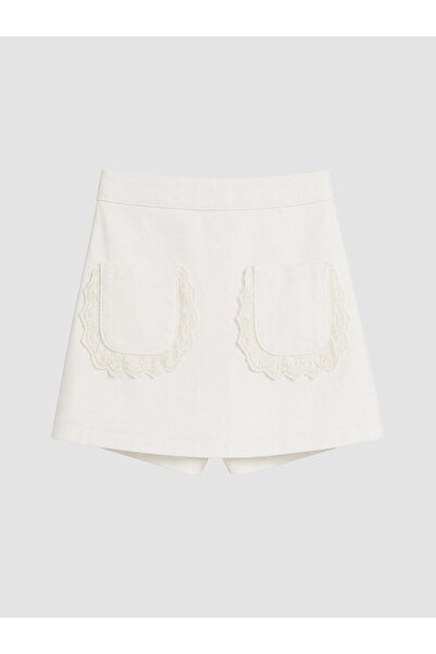 LC Waikiki Alita City Lcw Kids Ecru Plain Girls' Shorts Skirt with a Difference