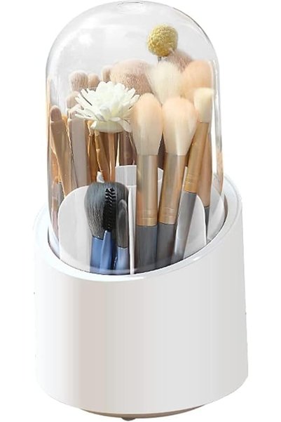 Alybrol Makeup Brush Holder 360-Degree Rotating Dustproof Makeup Brush Organi...