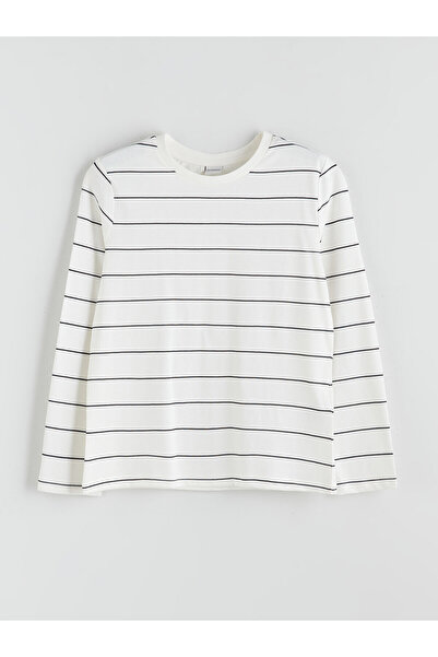 LC Waikiki Two Mt Shop Quality Lcw Kids Black Oval Collar Striped Girls' T-Shirt