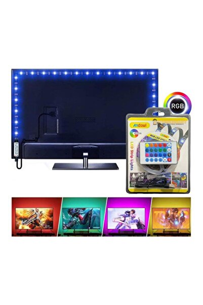 OEM Andowl Ταινία LED Τροφοδοσίας USB (5V) RGB Μήκους 2m Σετ με Τηλεχειριστήρ...
