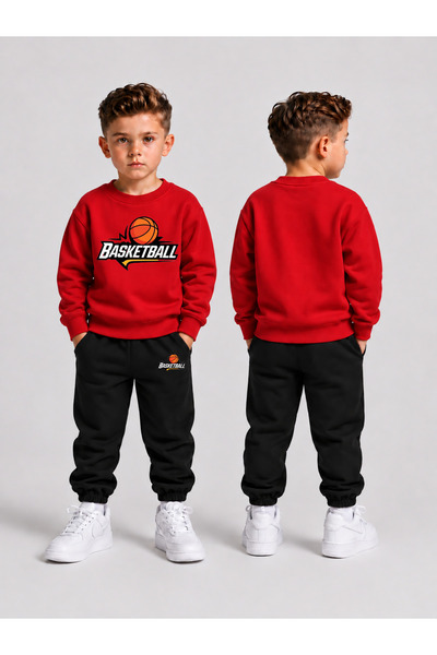 LORVEX Boys' Crew Neck Sweatshirt Tracksuit Set 2-Piece Printed Top and Botto...