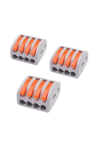 TERRIFI موصل أسلاك بـ 4 منافذ، 25 قطعة، PCT 214، من 28 إلى 12 AWG