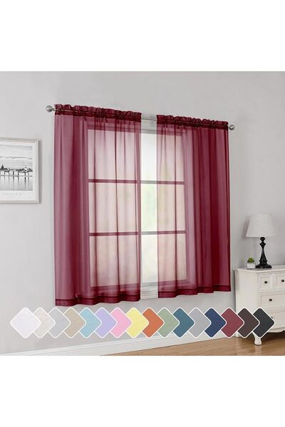 GENERAL Simplebrand Red Sheer Panles 72 Inches Long 2 Panels for Living Room,...
