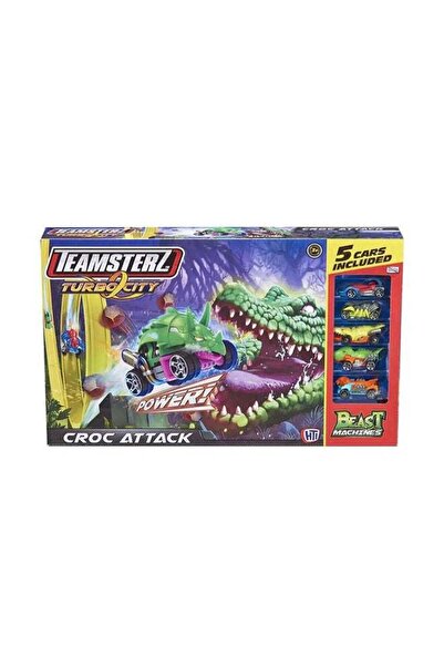 MAAB Teamsterz Beast Machine Croc Attack Track Set & 5 Die-Cast Cars - Durabl...